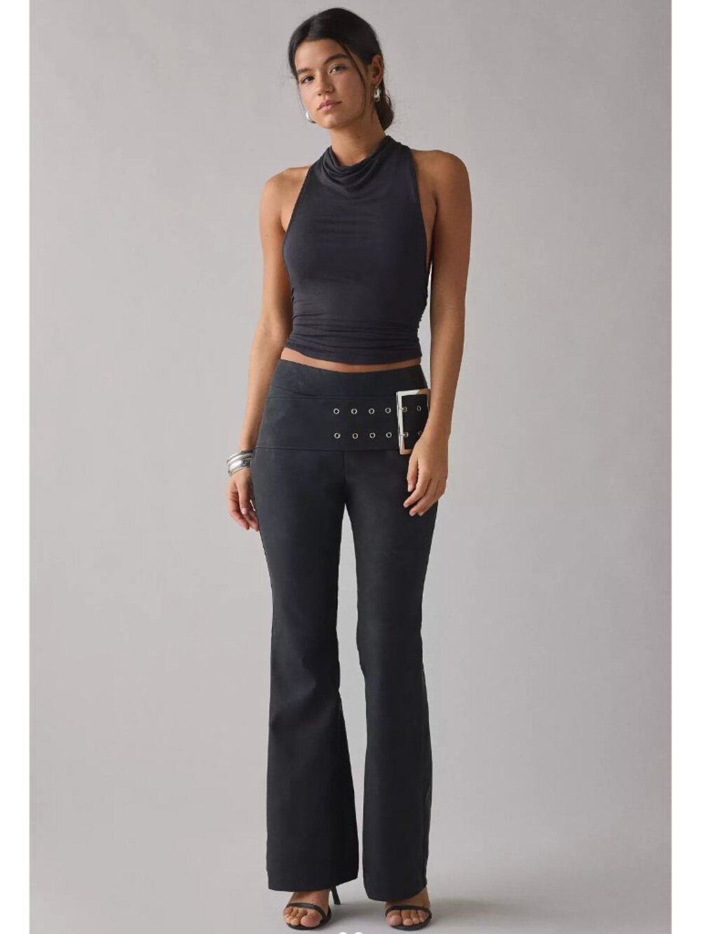 NWOT UO Tyra Wide Belted Mid-Rise Flare Faux Leather Pants 8